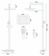 BPS-koupelny Sprchový komplet s termostatickou baterií REA HELIX černý mat/nikl kartáčovaný