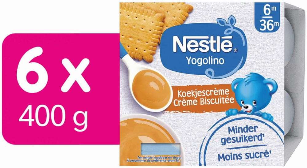 Levně Nestlé YOGOLINO mléčný dezert se sušenkami 6x (4x100g)