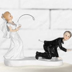 PartyDeco Svatební figurka Nevěsta a ženich na udičce