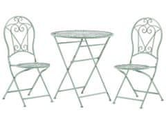 Beliani Balkonová sada zelená se 2 skládacími židlemi a kovovým stolem TRENTO