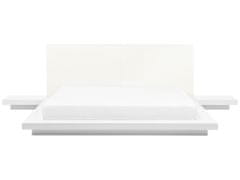 Beliani Dřevěná japonská postel matová bílá 180x200 cm ZEN