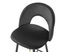 Beliani Sada 2 sametových černých barových židlí FALTON