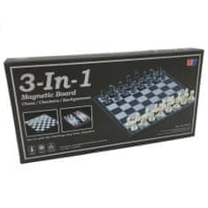 Northix Herní sada 3 v 1, šachy - backgammon - dáma 