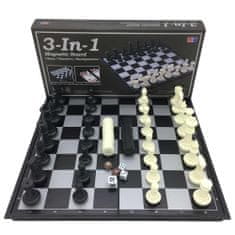Northix Herní sada 3 v 1, šachy - backgammon - dáma 