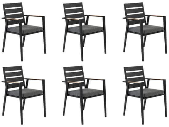 Beliani Sada 6 zahradních židlí černé TAVIANO