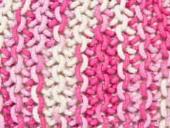 Beliani Bavlněný taburet 50 x 35 cm bílý/růžový CONRAD