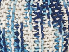 Beliani Bavlněný taburet 50 x 35 cm bílý/modrý CONRAD