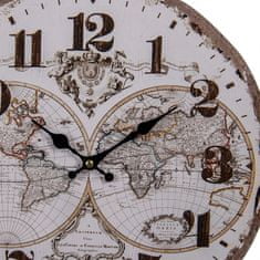 Clayre & Eef Nástěnné dřevěné hodiny s mapou světa 34 cm