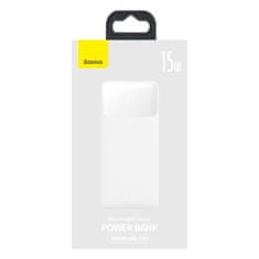 BASEUS Bipow Power Bank 10000mAh 2x USB / USB-C / micro USB 15W, bílý