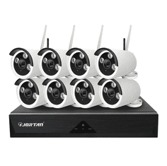 JORTAN Bezdrátový 1024P NVR bezpečnostní kamerový set 8 kamer WIFI/IP