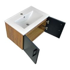 BPS-koupelny Koupelnová skříňka s keramickým umyvadlem Agria II GOB 60 - zlatý dub/černá