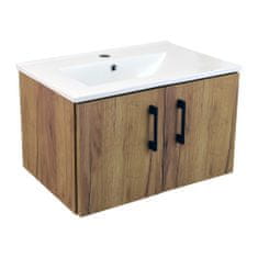 BPS-koupelny Koupelnová skříňka s keramickým umyvadlem Agria II GO 60 - zlatý dub