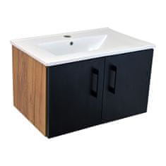 BPS-koupelny Koupelnová skříňka s keramickým umyvadlem Agria II GOB 60 - zlatý dub/černá
