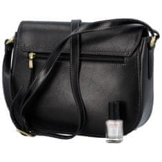 Katana Luxusní dámská kožená taška s klopou Silas Katana, černá