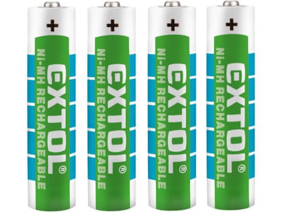 Extol Energy Baterie nabíjecí, 4ks, AAA (HR03), 1,2V, 1000mAh, NiMh
