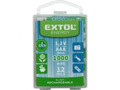 Extol Energy Baterie nabíjecí, 12ks, AAA (HR03), 1,2V, 1000mAh, NiMh
