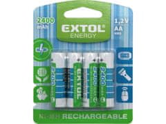 Extol Energy Baterie nabíjecí, 4ks, AA (HR6), 1,2V, 2400mAh, NiMh