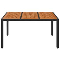 Petromila Zahradní stůl s dřevěnou deskou černý 150x90x75 cm polyratan