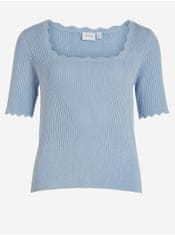 VILA Světle modré dámské žebrované tričko VILA Lana S