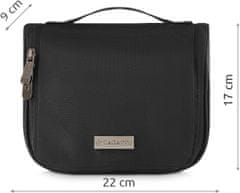 ZAGATTO Černá kosmetická taška s háčkem a zrcátkem, dámská, pánská, organizér na kosmetiku, prostorná, jednokomorová kosmetická taška, ZG731