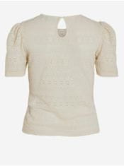 VILA Krémové dámské krajkové tričko VILA Chikka L