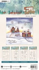 Aladine Gelová razítka Studio Light Let it Snow, A6 (8 ks) – zasněžené domečky