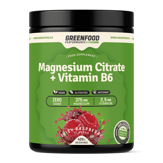 GreenFood Nutrition Performance Magnesium Citrate + Vitamin B6 420g - Malina