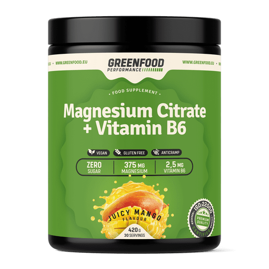 GreenFood Nutrition Performance Magnesium Citrate + Vitamin B6 420g - Mango