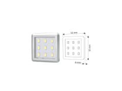 Design Light Sada 1x LED Světel Pod Kuchyňskou Linku SQUARE 3 Hliník 2.5W 12V DC Teplá Bílá