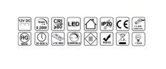 Design Light Sada 3x Klip LED Svítidlo pro Skleněné Police PVC 0.25W 12V DC Studená Bílá