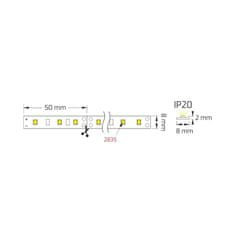 Design Light 5m Pásek LED 12V DC 2835 300 SMD IP20 45W 8mm Teplá Bílá