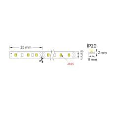 Design Light 5m Pásek LED 12V DC 2835 600 SMD IP20 70W 8mm Teplá Bílá