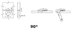 GTV Závěs Nábytkový Úhlový Paralelní 90° KT90H2-BE