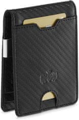 Pánská horizontální kožená peněženka černá SLIM, ochrana RFID, elegantní a tenká, speciální vložka na bankovky, kapsa na zip, 11x8x1,5 cm, ZG-X2-F7