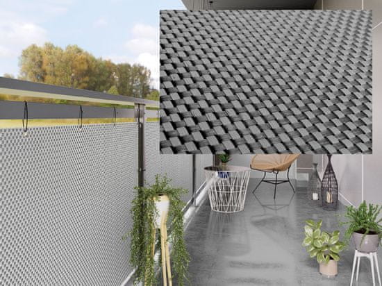My Best Home Balkonová ratanová zástěna PORI, černá/šedá, výška 90 cm šířka různé rozměry 900 g/m2 MyBestHome Rozměr: 90x200 cm
