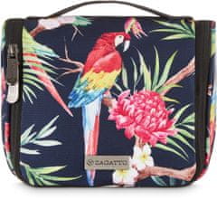 ZAGATTO Dámská kosmetická taška s háčkem a zrcátkem s květinovým vzorem, organizér na kosmetiku, prostorná, jednokomorová kosmetická taška, ZG732