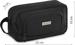 ZAGATTO Kozmetická čierna pánska / dámska taška na zips, priestranný plášť, organizér na kozmetiku, jednodielna kozmetická taška s očkom na zavesenie, 15x29x9 / ZG730
