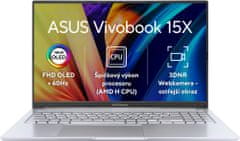 ASUS Vivobook 15X OLED (M1503, AMD Ryzen 5000 series), stříbrná (M1503QA-L1148W)