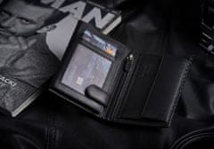 ZAGATTO Pánská kožená peněženka černá, vertikální, ochrana RFID, elegantní a prostorná, peněženka na bankovky, karty, doklady, kapsa na zip, 12,7x9,3x3 cm, ZG-N4-F15