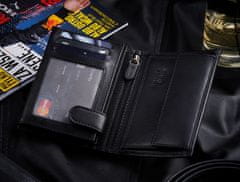 ZAGATTO Pánská kožená peněženka černá, vertikální, ochrana RFID, elegantní a prostorná, peněženka na bankovky, karty, doklady, kapsa na zip, 12,7x9,3x3 cm, ZG-N4-F13