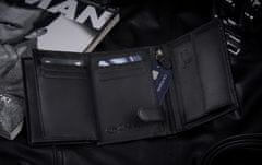 ZAGATTO Pánská kožená peněženka černá, vertikální, ochrana RFID, elegantní a prostorná, peněženka na bankovky, karty, doklady, kapsa na zip, 12,7x9,3x3 cm, ZG-N4-F13