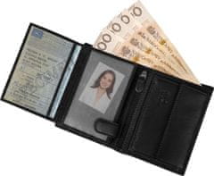 ZAGATTO Pánská kožená peněženka černá, vertikální, ochrana RFID, elegantní a prostorná, peněženka na bankovky, karty, doklady, kapsa na zip, reliéfní vzor, 12,7x9,3x3 cm, ZG-N4-F12
