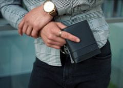 ZAGATTO Pánská kožená peněženka černá, vertikální, ochrana RFID, elegantní a prostorná, peněženka na bankovky, karty, doklady, kapsa na zip, reliéfní vzor, 12,7x9,3x3 cm, ZG-N4-F12