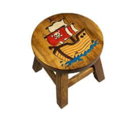 Dárky z Thajska Dřevěná stolička - PIRÁTSKÁ LOĎ