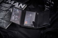 ZAGATTO Pánská kožená peněženka černá, vertikální, ochrana RFID, elegantní a prostorná, peněženka na bankovky, karty, doklady, kapsa na zip, červený detail, 12,7x9,3x3 cm, ZG-N4-F9
