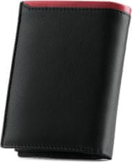 ZAGATTO Pánská kožená peněženka černá, vertikální, ochrana RFID, elegantní a prostorná, peněženka na bankovky, karty, doklady, kapsa na zip, červený detail, 12,7x9,3x3 cm, ZG-N4-F9