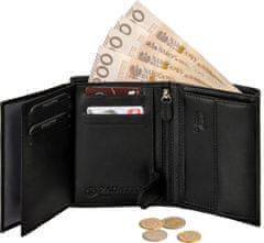 ZAGATTO Pánská kožená peněženka černá, vertikální, ochrana RFID, elegantní a prostorná, peněženka na bankovky, karty, doklady, kapsa na zip, stylový detail, 12,7x9,3x3 cm, ZG-N4-F6
