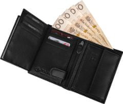 ZAGATTO Elegantní pánská peněženka černá, z odolné a přírodní kůže - imitace karbonu, s ochranou RFID, peněženka balená ve firemní krabičce,s kapsami na bankovky, mince,doklady,fotografie, 12,5x9x2,5/ZG-N4-F7