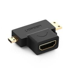 Ugreen adaptér HDMI typu A (samice) na mini HDMI (samec) / micro HDMI (samec) - Černá KP26494
