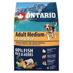 Ontario Dog Adult Medium Fish & Rice 2,25 kg